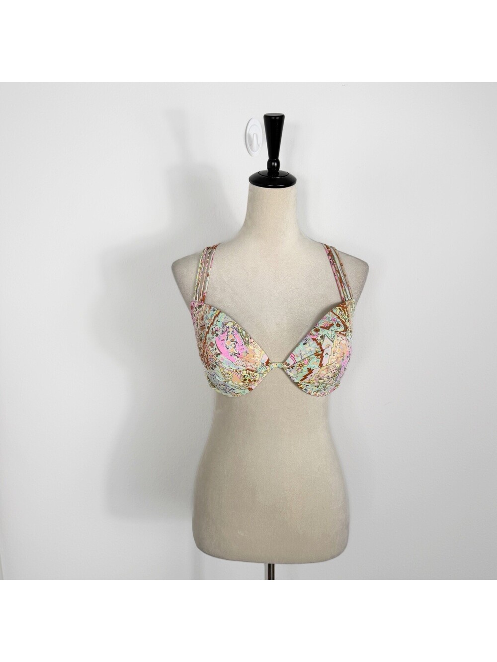 Victorias Secret Swim Y2K Sexy Fabulous Strappy Padded Bikini Top Colorful 34DD